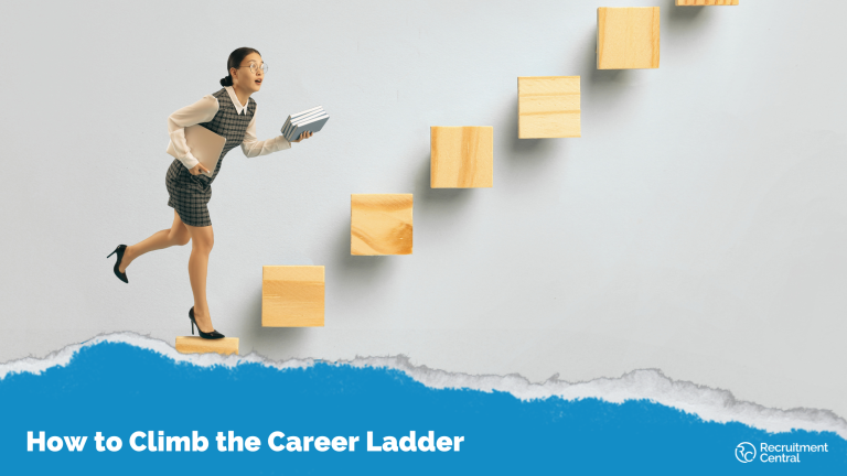 person climbing ladder for career